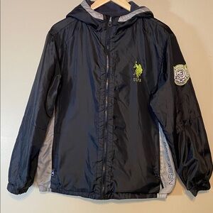 US Polo Assn Black Hooded Jacket - Reversible